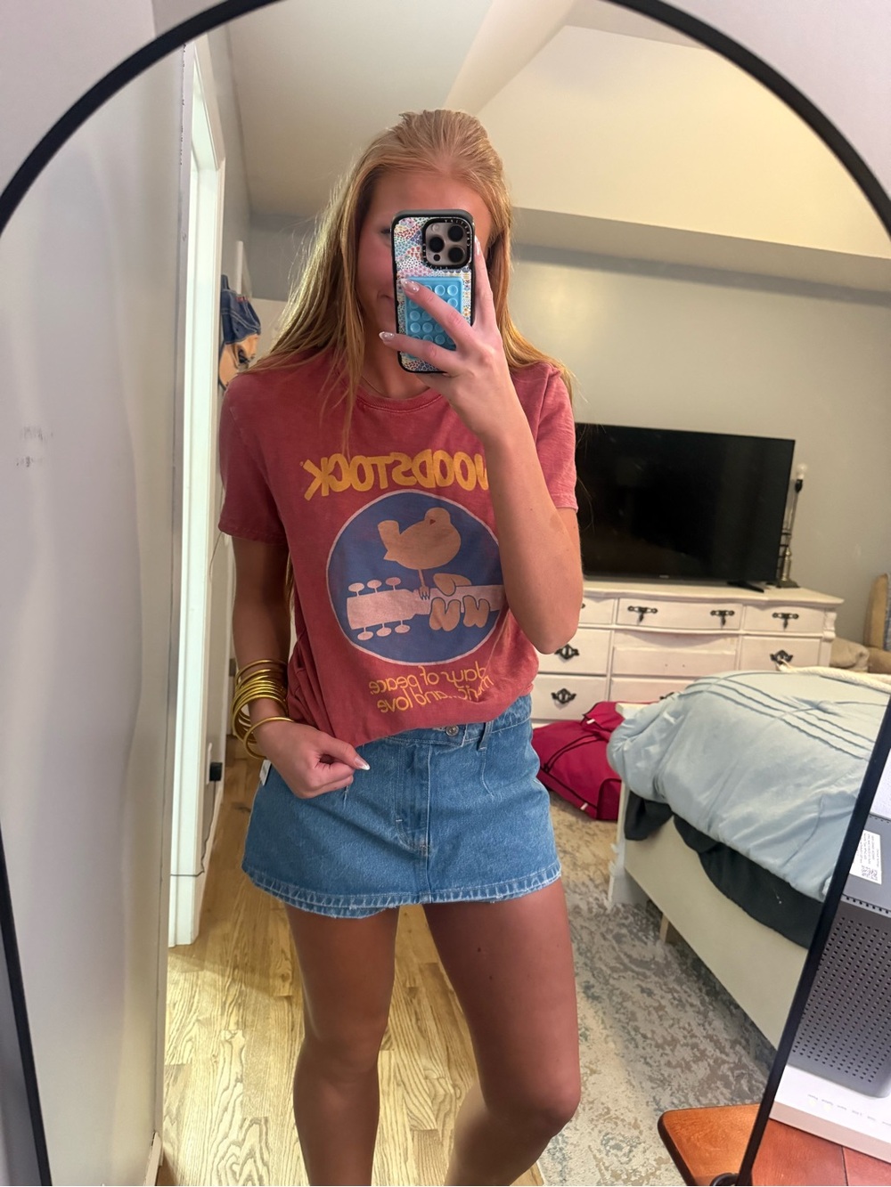 Lucky Brand Woodstock Rust Graphic Short Sleeve Tee
